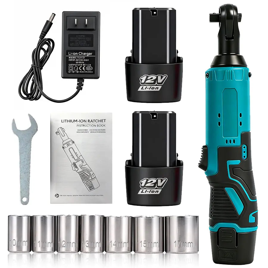 Electric Ratchet Wrench | 12V Cordless Power, Dual Battery Kit