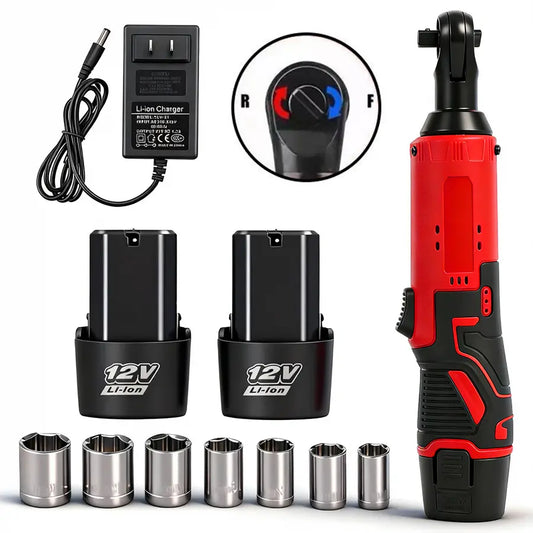 Electric Ratchet Wrench | 12V Cordless Power, Dual Battery Kit