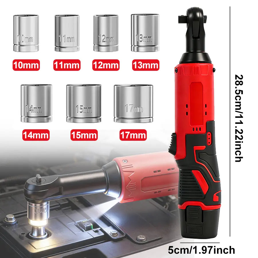 Electric Ratchet Wrench | 12V Cordless Power, Dual Battery Kit