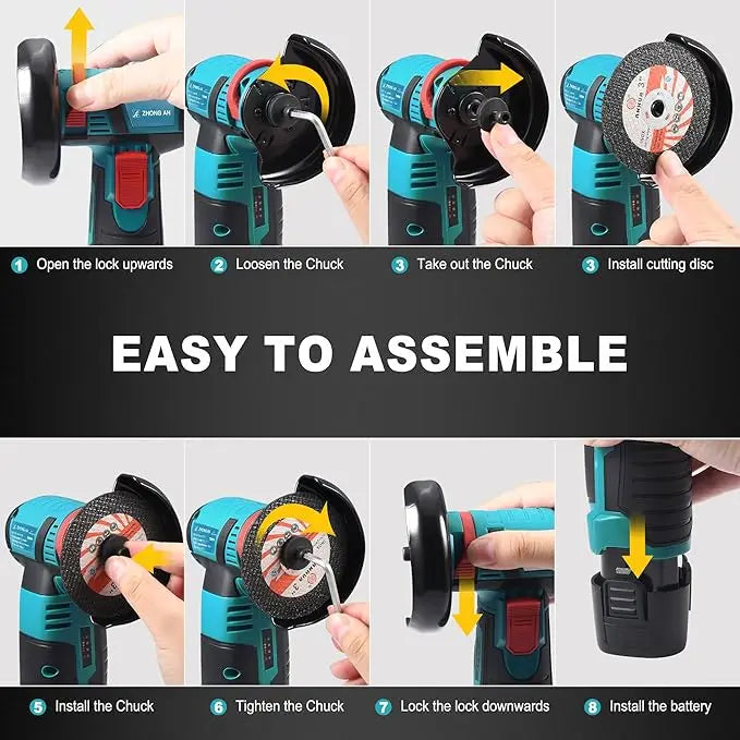 Cordless Mini Angle Grinder | 19500 RPM High Speed Power Tool