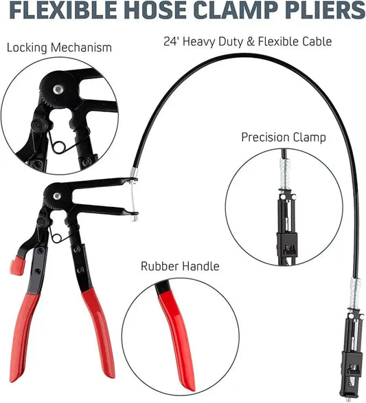 9PCS Hose Clamp Pliers Set | Long Reach Flexible Tool for Auto Repair